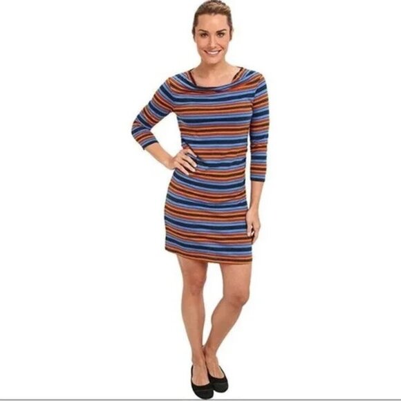 Patagonia Hatty Stripe Kamala Cowl Neck Dress Size L - Picture 1 of 13